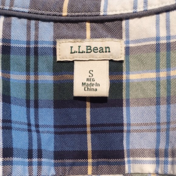 L.L. Bean Blue Plaid Flannel Organic Cotton Shirt, Size S, Pre-Owned - Picture 6 of 7